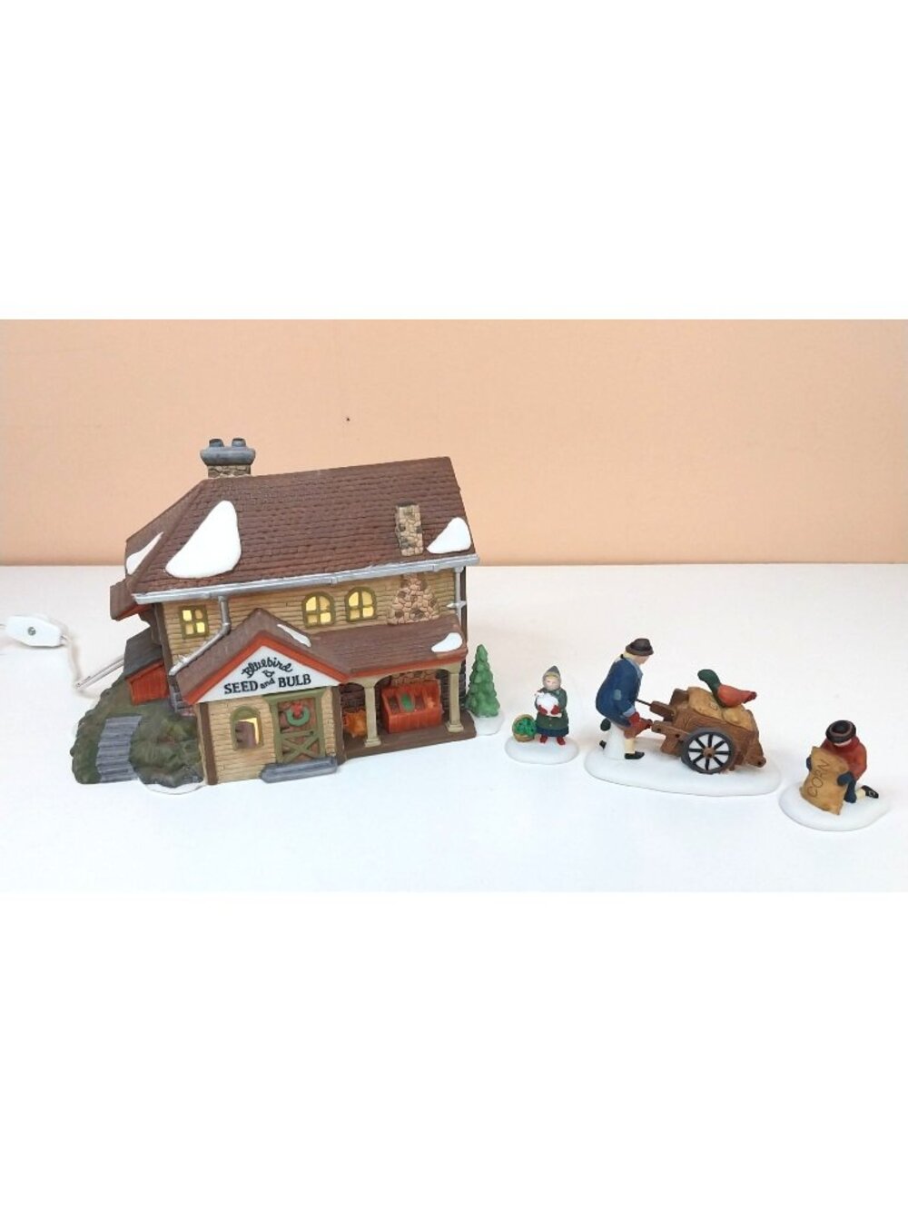 Dept. 56 New England Bluebird Seed and Bulb 5642-1 & Harvest Seed Cart 5645-6